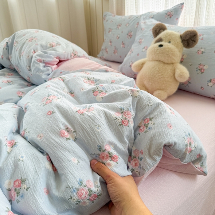 91家纺网 家纺一手货源 找家纺 温眠家纺 2026新款云感针织提花双层纱四件套 兰亭