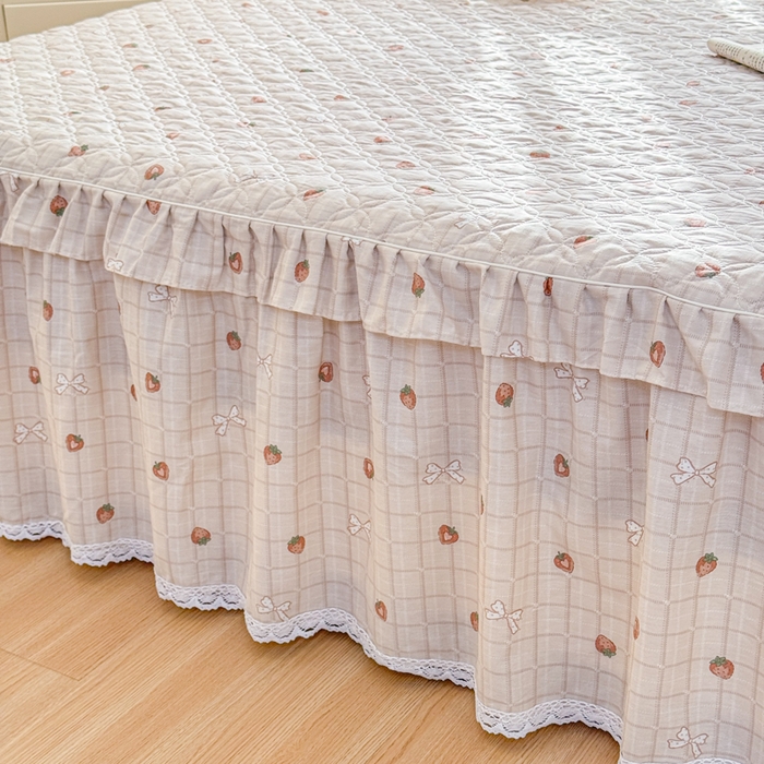 91家纺网 家纺一手货源 找家纺 （总）爱妮玖玖 2026新款全棉纯棉印花蕾丝小花边夹棉床裙四件套