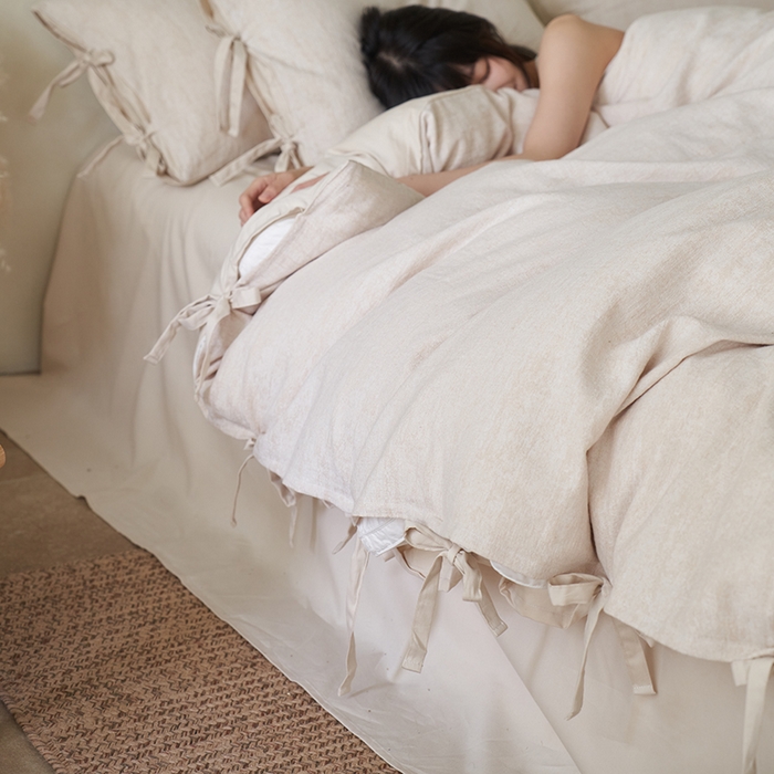 91家纺网 家纺一手货源 找家纺 （总）宜代光年 2026新款亚麻大提花贡缎磨毛四件套系列 侘寂风花型系列