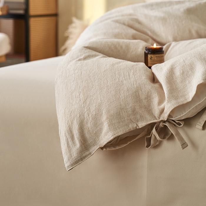 91家纺网 家纺一手货源 找家纺 （总）宜代光年 2026新款亚麻大提花贡缎磨毛四件套系列 侘寂风花型系列