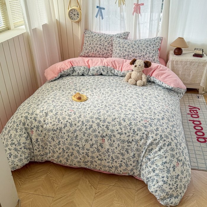 91家纺网 家纺一手货源 找家纺 温眠家纺 2026新款云感针织提花双层纱四件套 柠夏