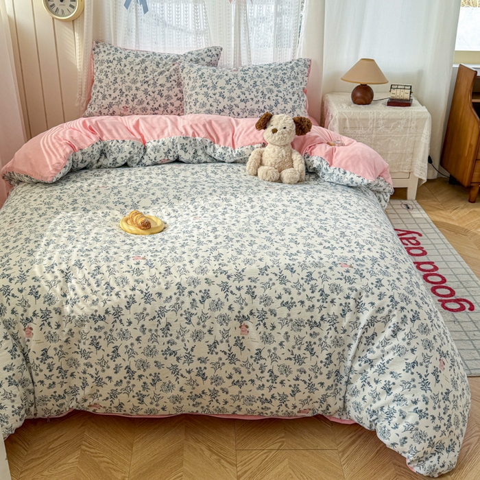 91家纺网 家纺一手货源 找家纺 温眠家纺 2026新款云感针织提花双层纱四件套 柠夏