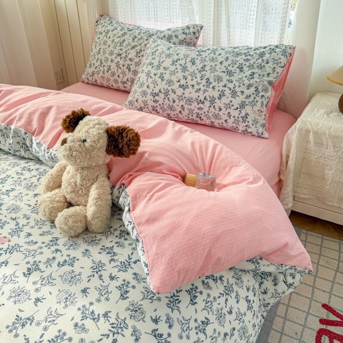 91家纺网 家纺一手货源 找家纺 温眠家纺 2026新款云感针织提花双层纱四件套 柠夏