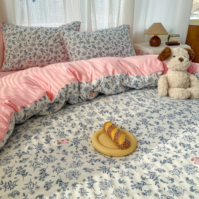 91家纺网 家纺一手货源 找家纺 温眠家纺 2026新款云感针织提花双层纱四件套 柠夏