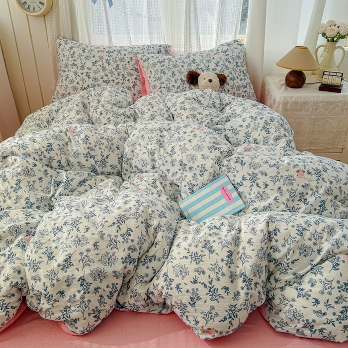 91家纺网 家纺一手货源 找家纺 温眠家纺 2026新款云感针织提花双层纱四件套 柠夏