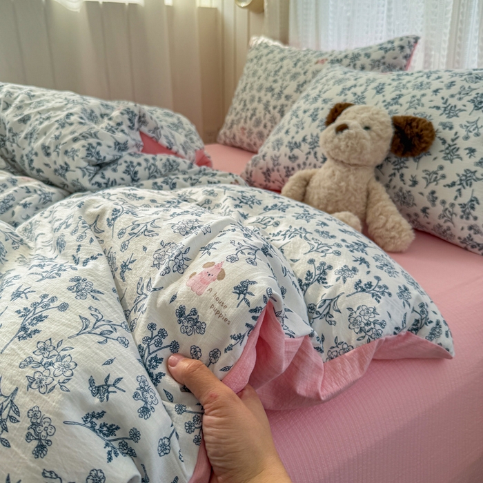 91家纺网 家纺一手货源 找家纺 温眠家纺 2026新款云感针织提花双层纱四件套 柠夏