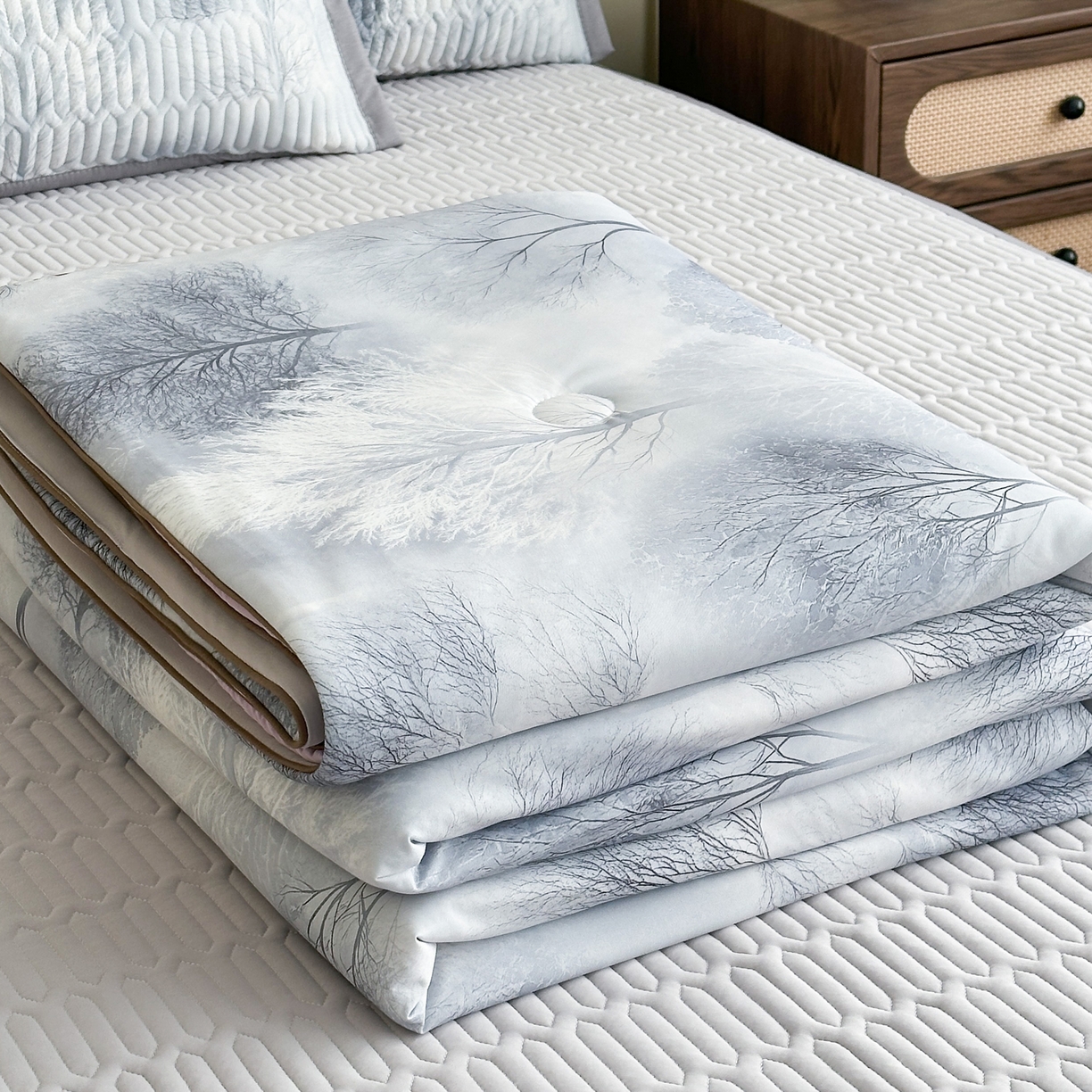 91家纺网 家纺一手货源 找家纺 （总）幸嘉轩 2026新款凉感丝夏被床盖四件套拼色夏凉被空调被