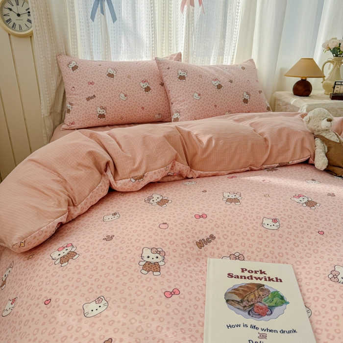 91家纺网 家纺一手货源 找家纺 温眠家纺 2026新款云感针织提花双层纱四件套 甜心萝莉