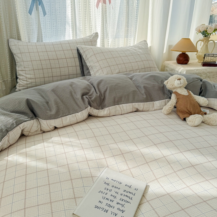 91家纺网 家纺一手货源 找家纺 温眠家纺 2026新款云感针织提花双层纱四件套 未来暮