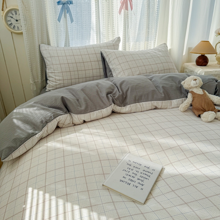 91家纺网 家纺一手货源 找家纺 温眠家纺 2026新款云感针织提花双层纱四件套 未来暮