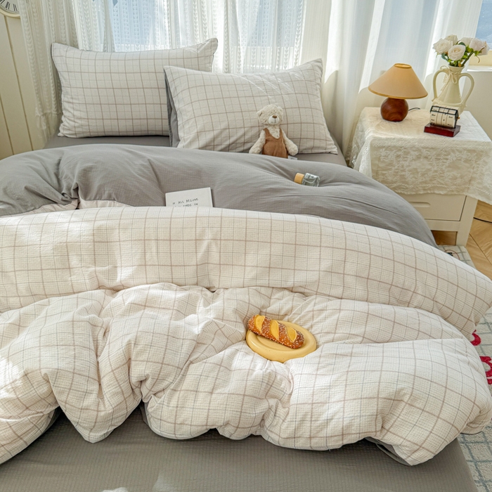 91家纺网 家纺一手货源 找家纺 温眠家纺 2026新款云感针织提花双层纱四件套 未来暮