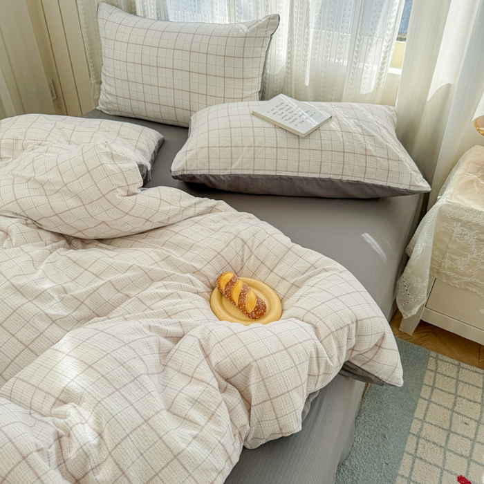 91家纺网 家纺一手货源 找家纺 温眠家纺 2026新款云感针织提花双层纱四件套 未来暮