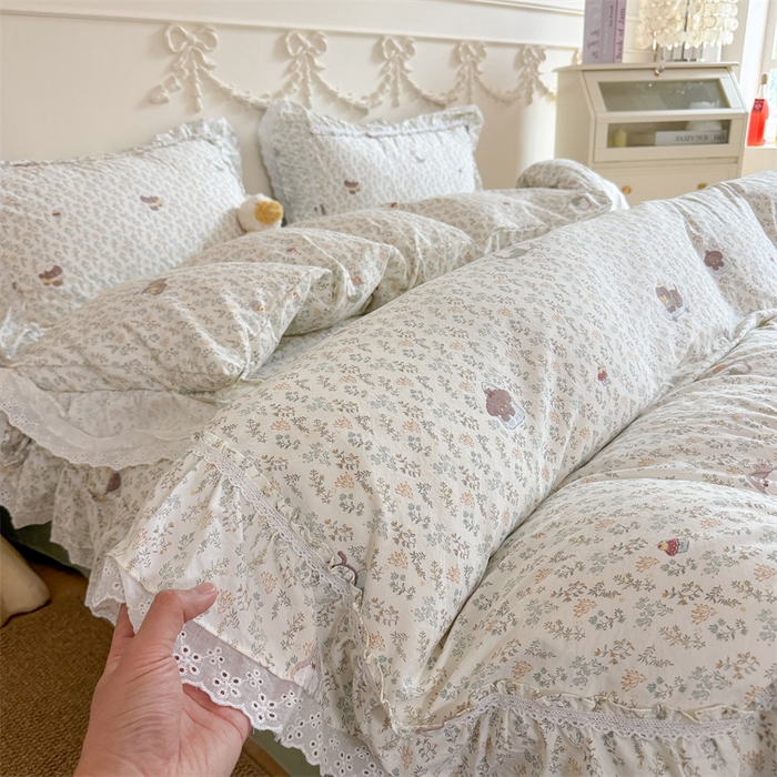 91家纺网 家纺一手货源 找家纺 （总）吾欢心 2026新款古法水洗棉韩版公主风双层花边四件套