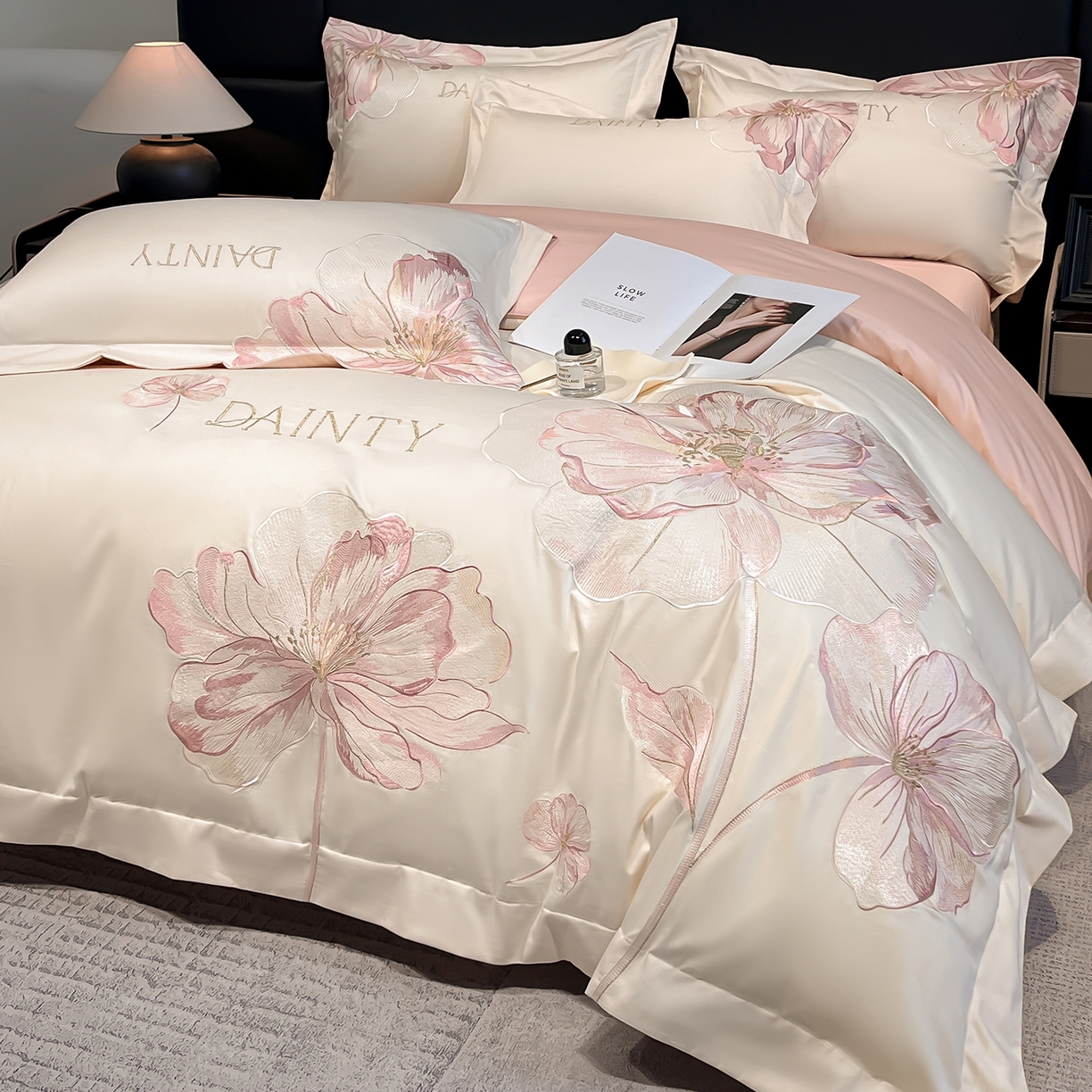 91家纺网 家纺一手货源 找家纺 （总）置顶家纺 2026新款春夏亲肤刺绣艾媞系列四件套