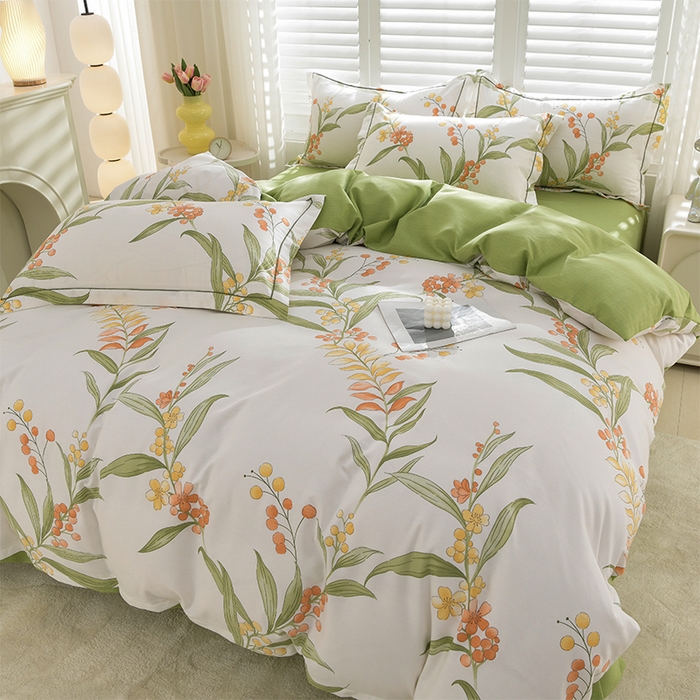 91家纺网 家纺一手货源 找家纺 董成龙 2026新款直播爆款加厚全棉活性磨毛四件套纯棉三件套 茵曼-绿