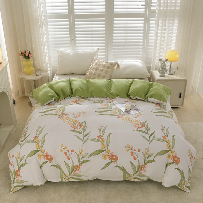 91家纺网 家纺一手货源 找家纺 董成龙 2026新款直播爆款加厚全棉活性磨毛四件套纯棉三件套 茵曼-绿