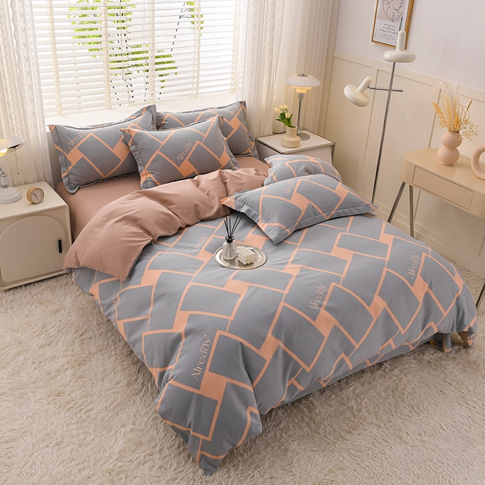 91家纺网 家纺一手货源 找家纺 董成龙 2026新款直播爆款加厚全棉活性磨毛四件套纯棉三件套 艾琳格-咖