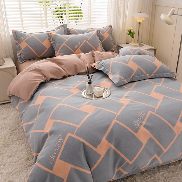 91家纺网 家纺一手货源 找家纺 董成龙 2026新款直播爆款加厚全棉活性磨毛四件套纯棉三件套 艾琳格-咖