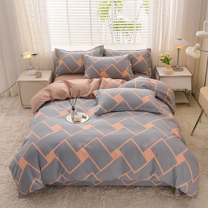 91家纺网 家纺一手货源 找家纺 董成龙 2026新款直播爆款加厚全棉活性磨毛四件套纯棉三件套 艾琳格-咖