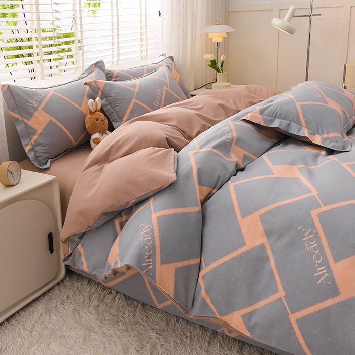 91家纺网 家纺一手货源 找家纺 董成龙 2026新款直播爆款加厚全棉活性磨毛四件套纯棉三件套 艾琳格-咖