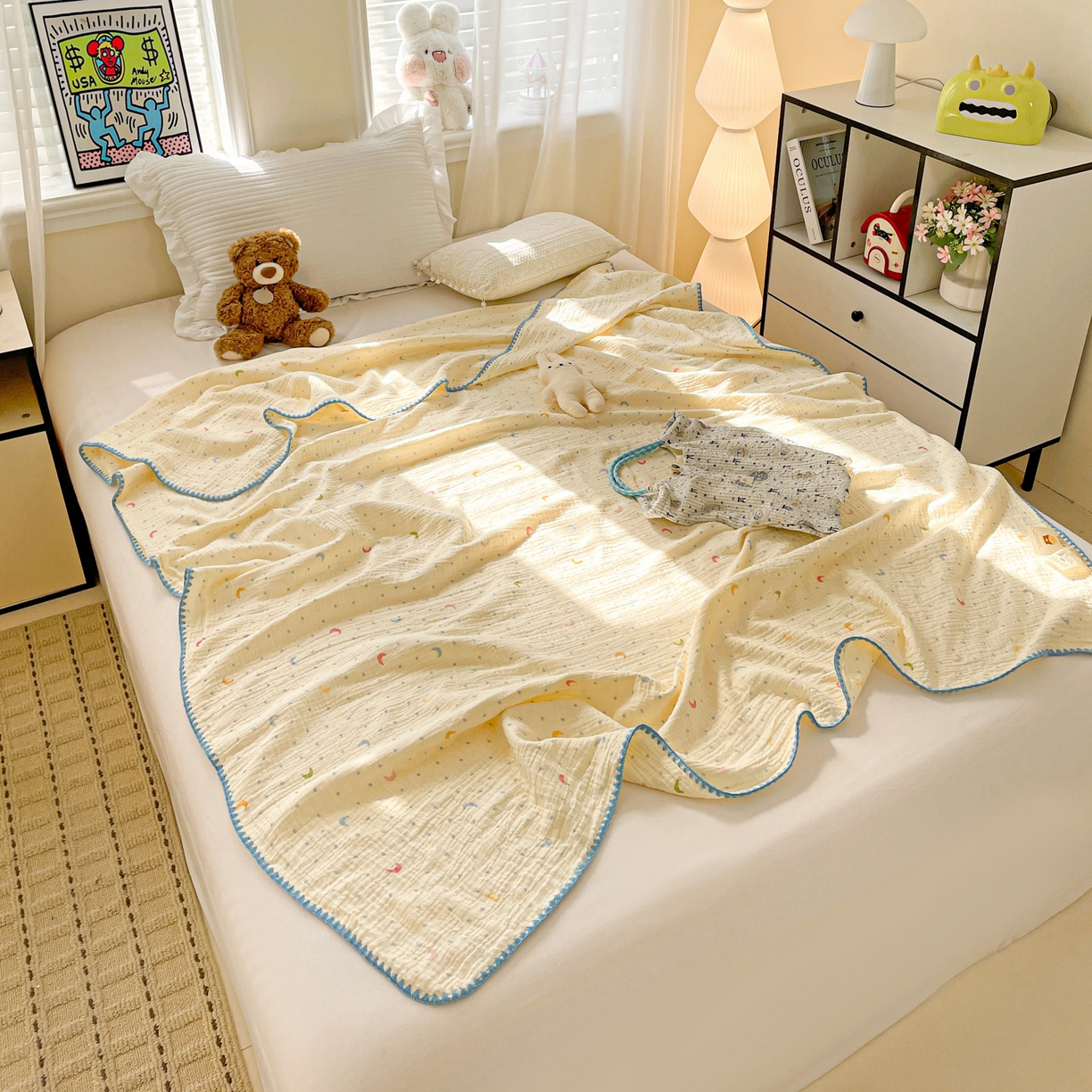 91家纺网 家纺一手货源 找家纺 （总）优被业 2026新款A类全棉双层纱布毯夏被毯盖毯婴儿包被