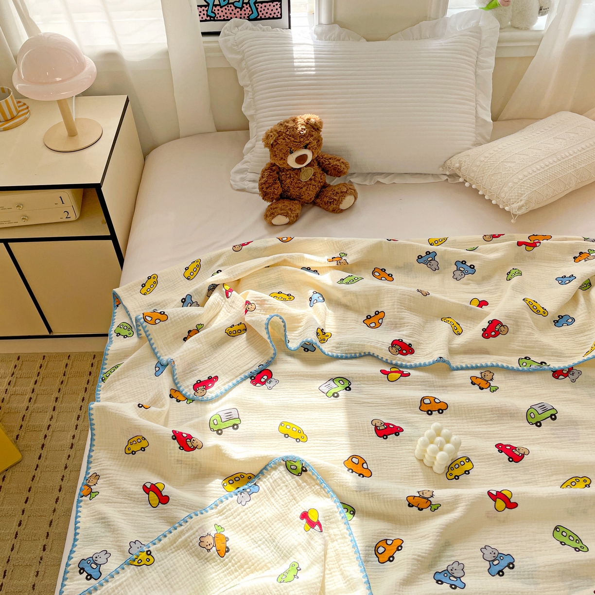 91家纺网 家纺一手货源 找家纺 优被业 2026新款A类全棉双层纱布毯夏被毯盖毯婴儿包被 萝卜车队