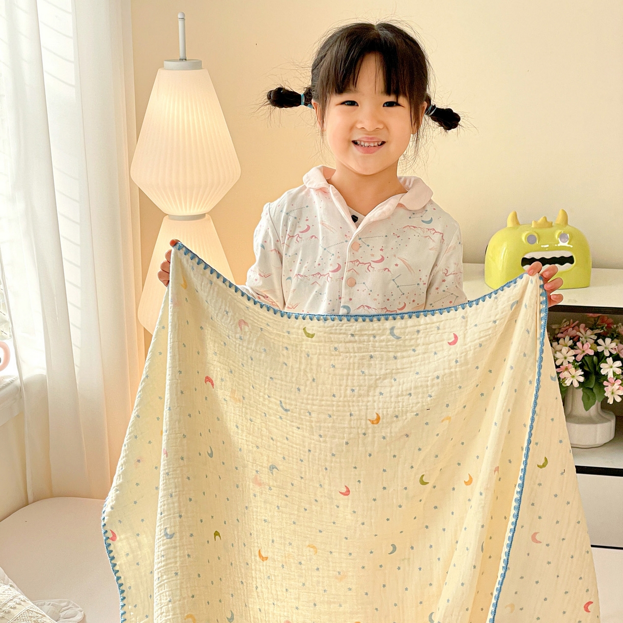 91家纺网 家纺一手货源 找家纺 优被业 2026新款A类全棉双层纱布毯夏被毯盖毯婴儿包被 半月湾