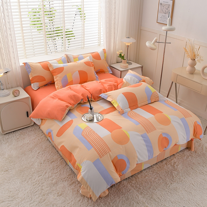 91家纺网 家纺一手货源 找家纺 董成龙 2026新款直播爆款加厚全棉活性磨毛四件套纯棉三件套 如意-橘