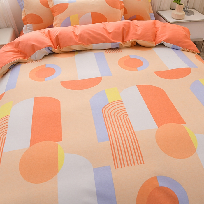 91家纺网 家纺一手货源 找家纺 董成龙 2026新款直播爆款加厚全棉活性磨毛四件套纯棉三件套 如意-橘