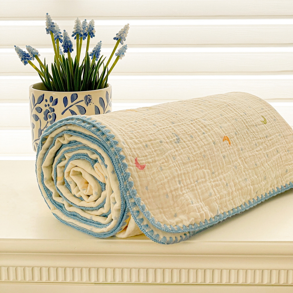 91家纺网 家纺一手货源 找家纺 优被业 2026新款A类全棉双层纱布毯夏被毯盖毯婴儿包被 半月湾