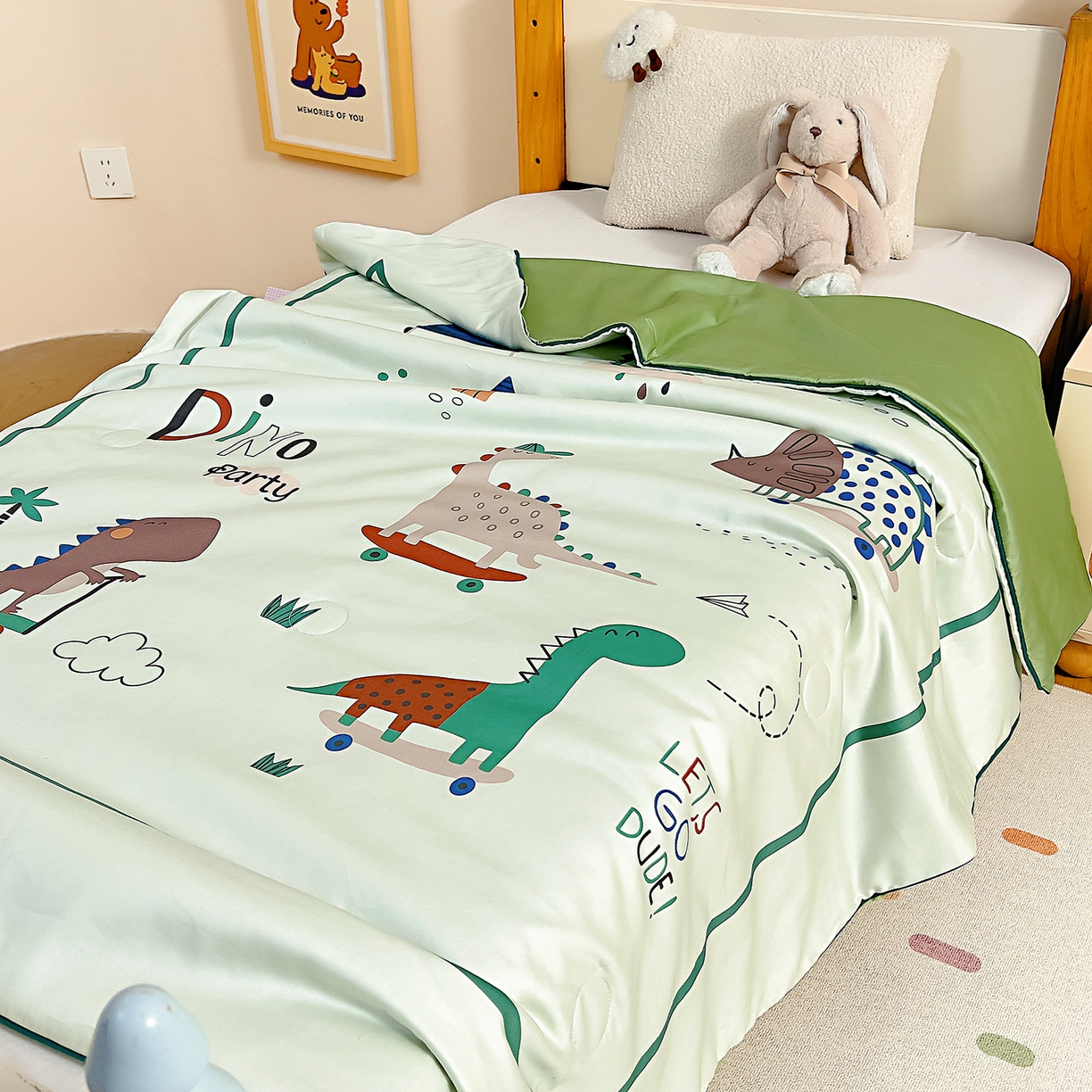 91家纺网 家纺一手货源 找家纺 御棉坊 2026新品A类长绒棉数码印花幼儿园蚕丝夏被儿童夏凉被空调被婴童薄被子 蚕丝-滑板派对