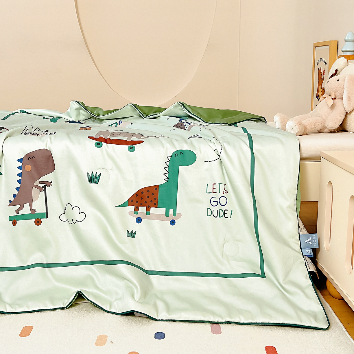 91家纺网 家纺一手货源 找家纺 御棉坊 2026新品A类长绒棉数码印花幼儿园蚕丝夏被儿童夏凉被空调被婴童薄被子 蚕丝-滑板派对