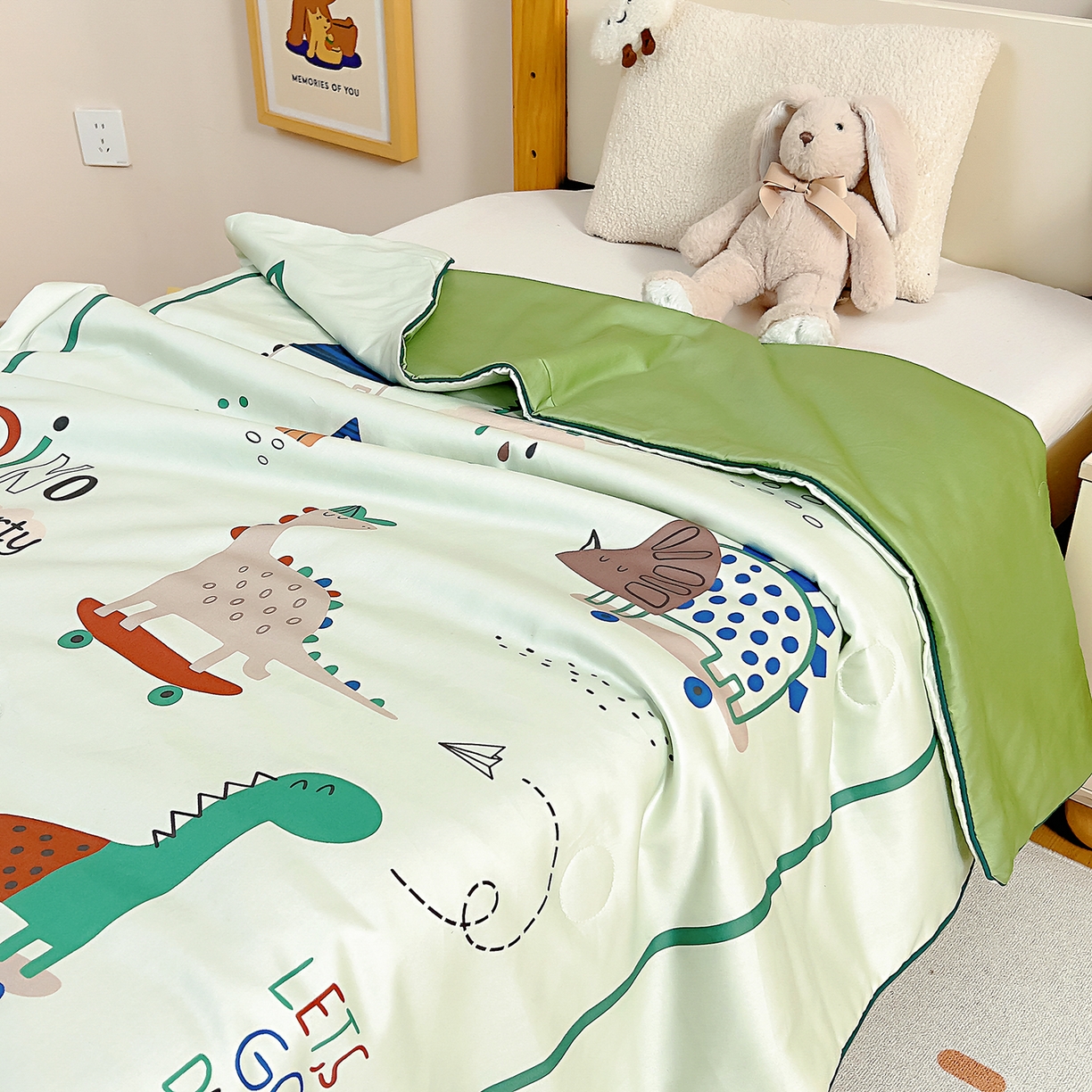 91家纺网 家纺一手货源 找家纺 御棉坊 2026新品A类长绒棉数码印花幼儿园蚕丝夏被儿童夏凉被空调被婴童薄被子 蚕丝-滑板派对