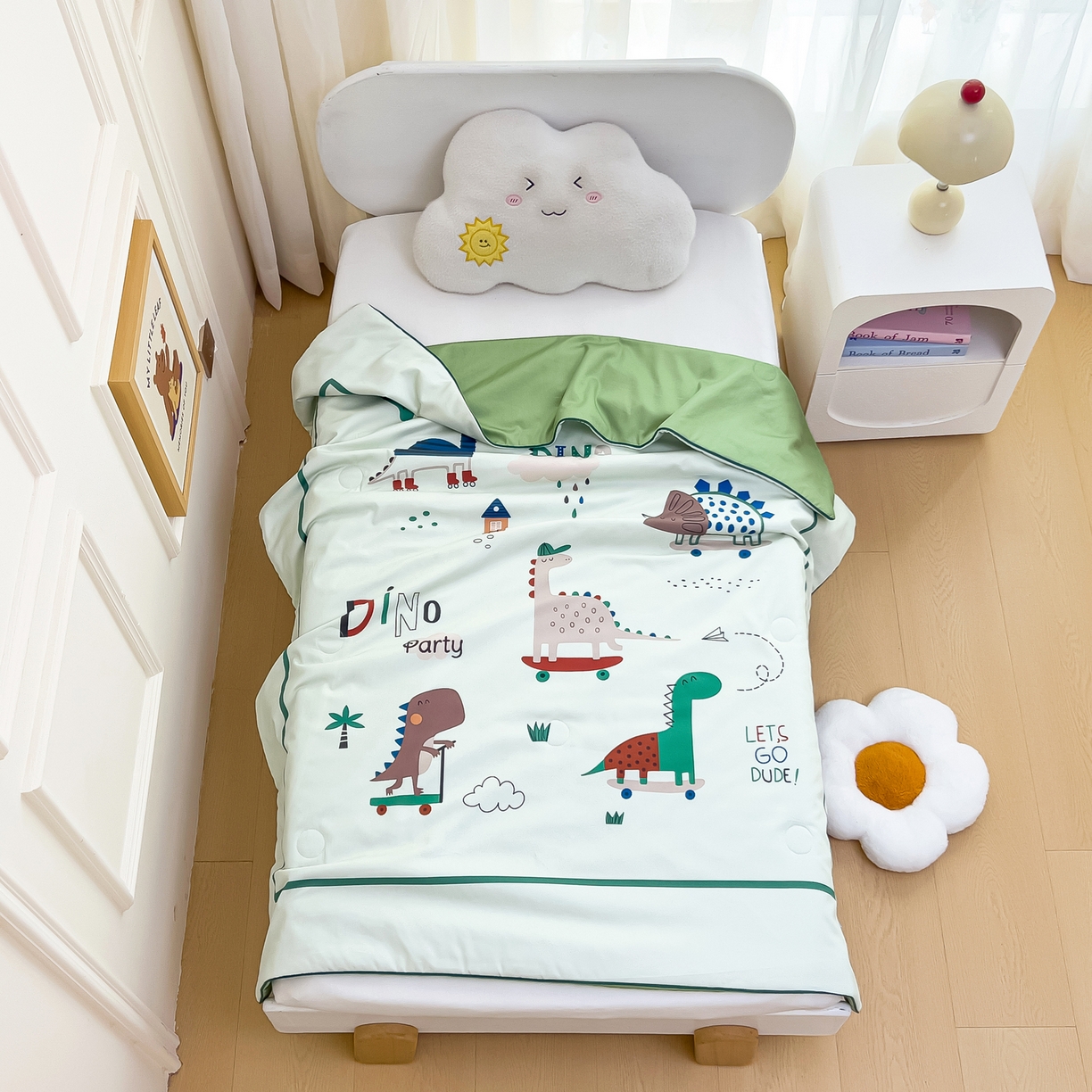 御棉坊 2026新品A类长绒棉数码印花幼儿园蚕丝夏被儿童夏凉被空调被婴童薄被子 蚕丝-滑板派对