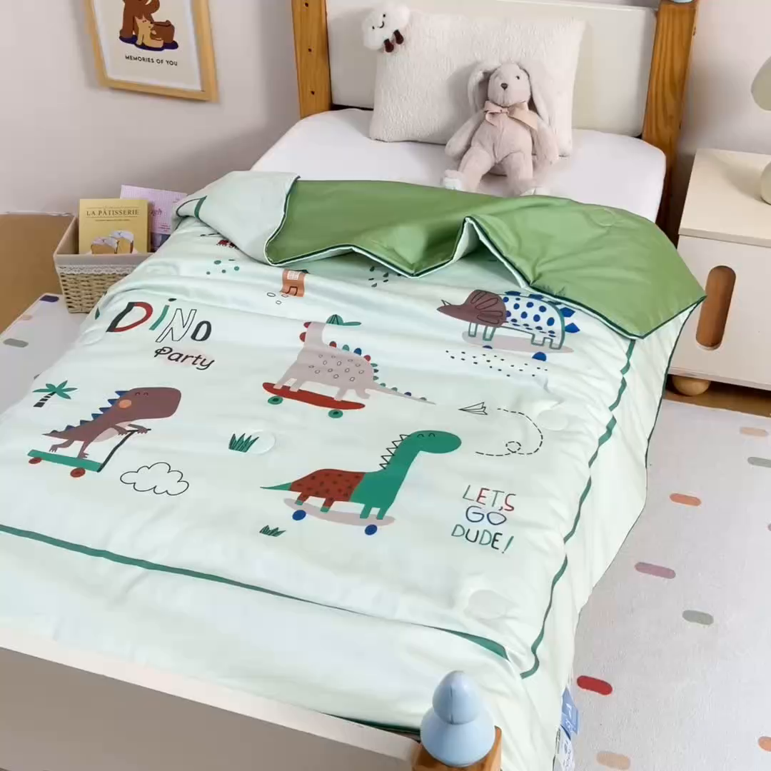 91家纺网 家纺一手货源 找家纺 御棉坊 2026新品A类长绒棉数码印花幼儿园蚕丝夏被儿童夏凉被空调被婴童薄被子 蚕丝-滑板派对