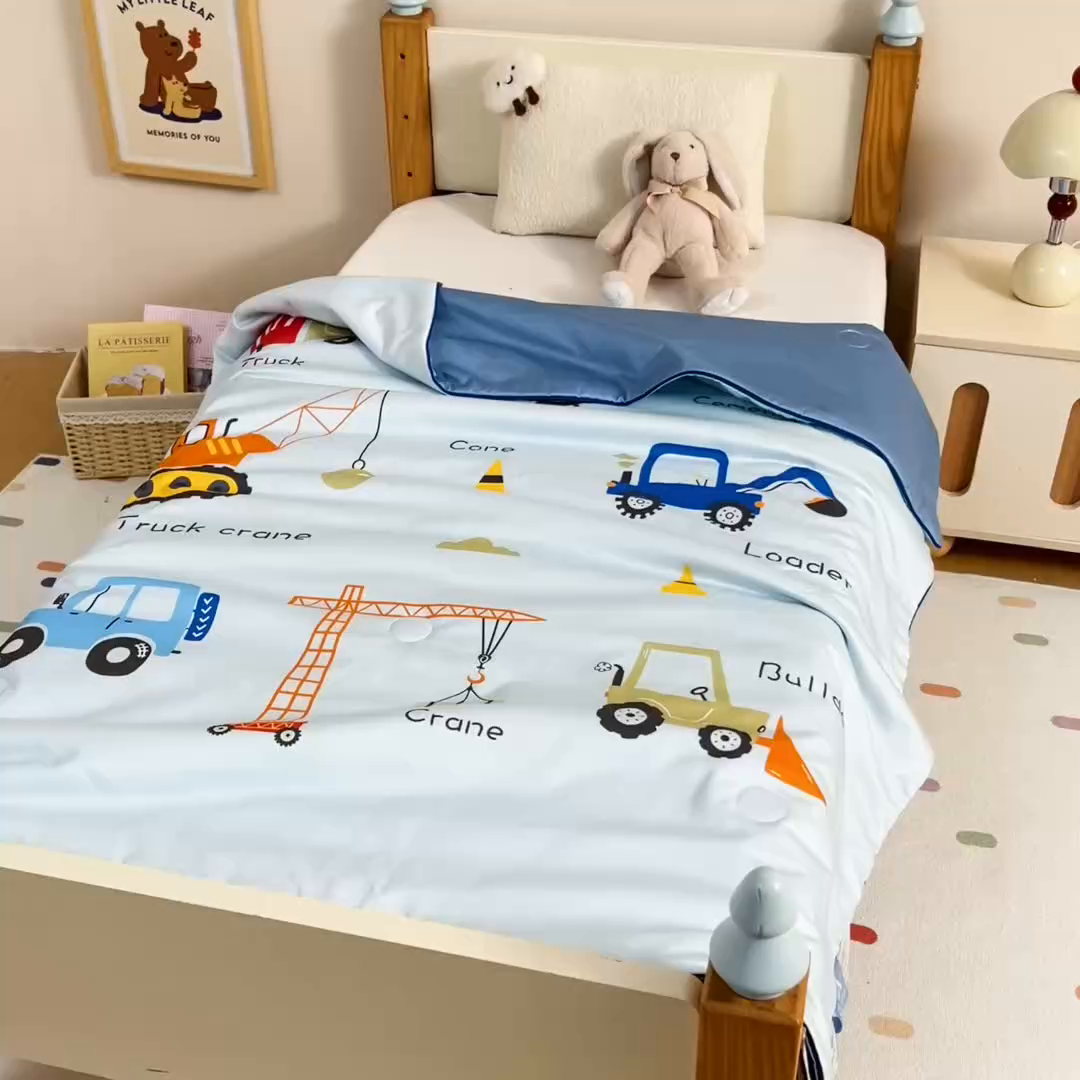 91家纺网 家纺一手货源 找家纺 御棉坊 2026新品A类长绒棉数码印花幼儿园蚕丝夏被儿童夏凉被空调被婴童薄被子 蚕丝-基建小队