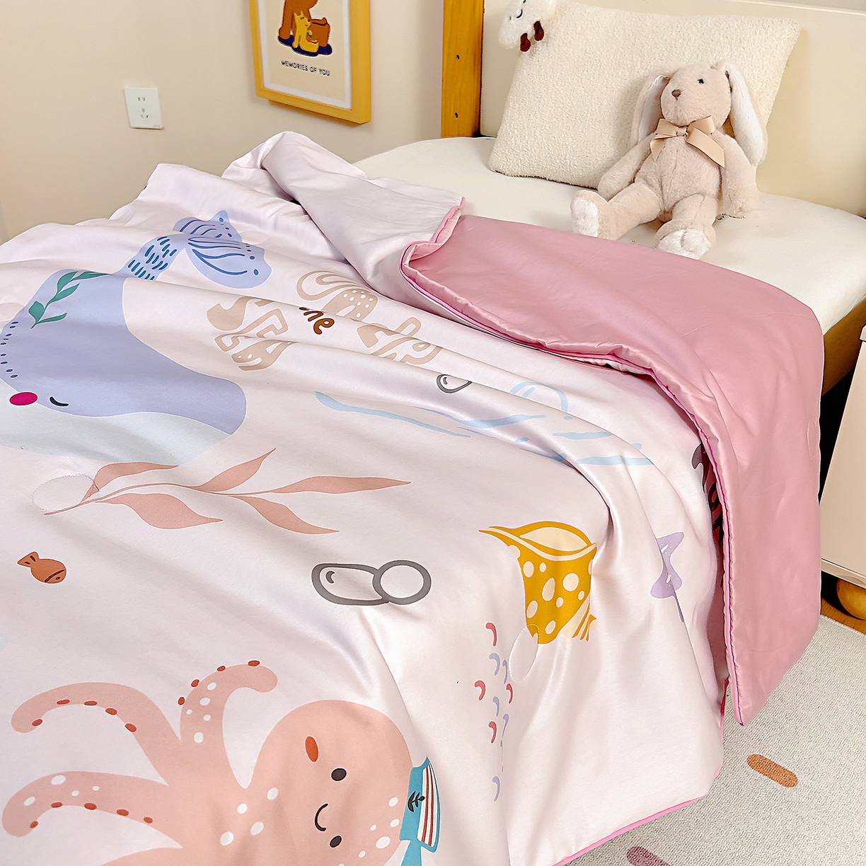 91家纺网 家纺一手货源 找家纺 御棉坊 2026新品A类长绒棉数码印花幼儿园蚕丝夏被儿童夏凉被空调被婴童薄被子 蚕丝-浪漫海洋