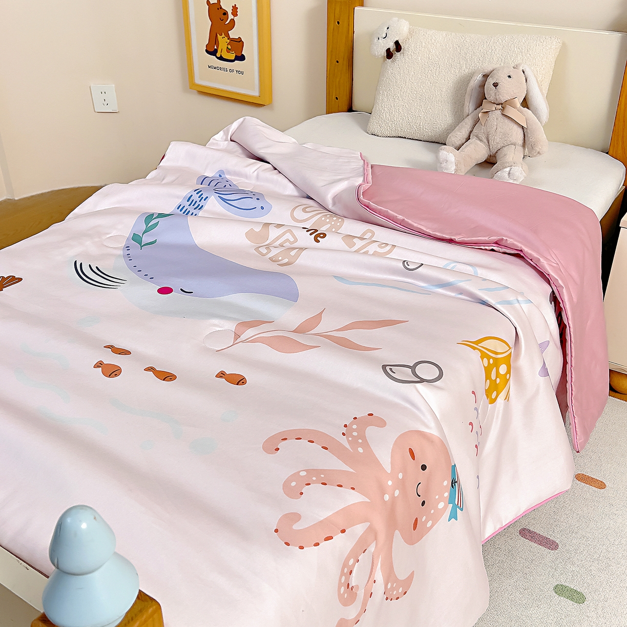 91家纺网 家纺一手货源 找家纺 御棉坊 2026新品A类长绒棉数码印花幼儿园蚕丝夏被儿童夏凉被空调被婴童薄被子 蚕丝-浪漫海洋