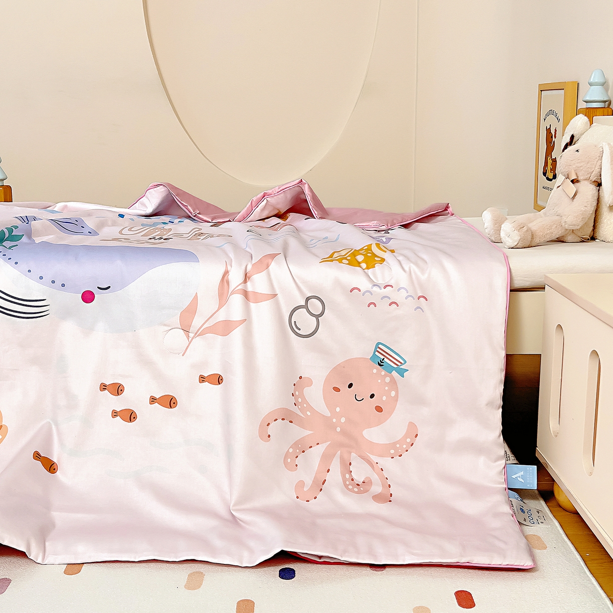 91家纺网 家纺一手货源 找家纺 御棉坊 2026新品A类长绒棉数码印花幼儿园蚕丝夏被儿童夏凉被空调被婴童薄被子 蚕丝-浪漫海洋