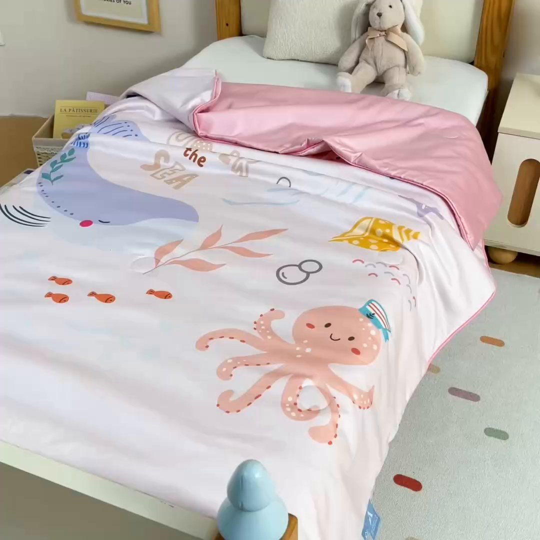 91家纺网 家纺一手货源 找家纺 御棉坊 2026新品A类长绒棉数码印花幼儿园蚕丝夏被儿童夏凉被空调被婴童薄被子 蚕丝-浪漫海洋