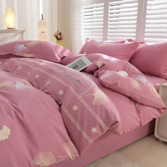 91家纺网 家纺一手货源 找家纺 董成龙 2026新款直播爆款加厚全棉活性磨毛四件套纯棉三件套 风中倩影-豆沙