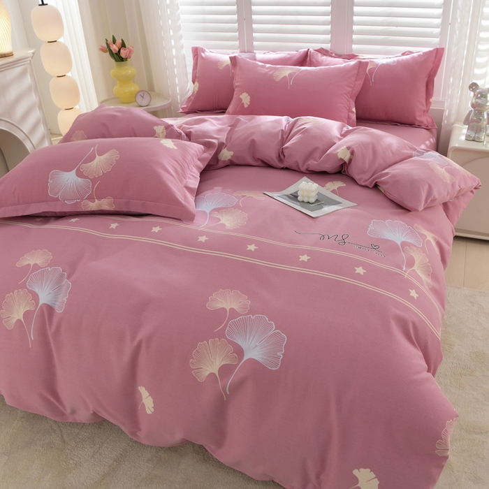 91家纺网 家纺一手货源 找家纺 董成龙 2026新款直播爆款加厚全棉活性磨毛四件套纯棉三件套 风中倩影-豆沙