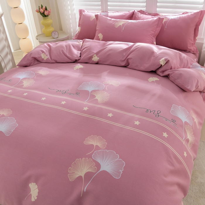 91家纺网 家纺一手货源 找家纺 董成龙 2026新款直播爆款加厚全棉活性磨毛四件套纯棉三件套 风中倩影-豆沙