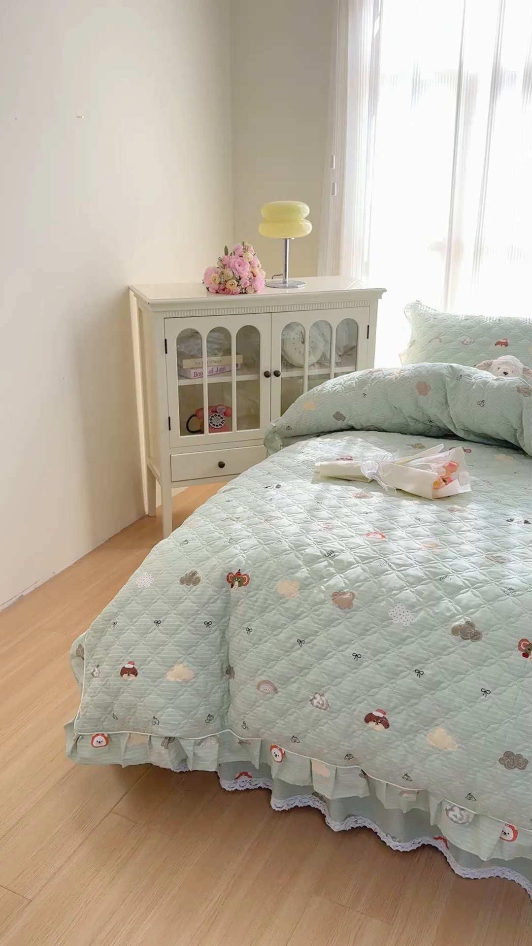 91家纺网 家纺一手货源 找家纺 （总）爱妮玖玖 2026新款全棉纯棉印花蕾丝小花边全套夹棉床裙床笠四件套