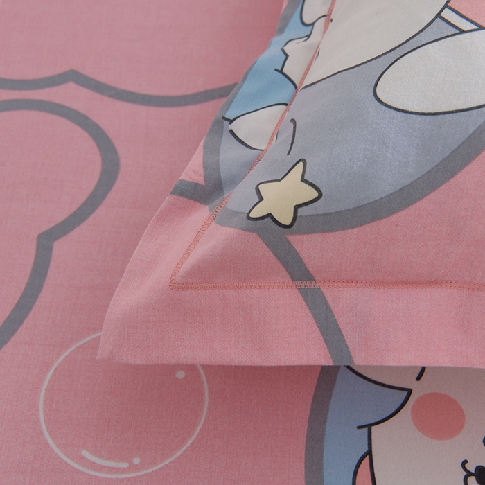 91家纺网 家纺一手货源 找家纺 董成龙 2026新款直播爆款加厚全棉活性磨毛四件套纯棉三件套 仙女兔-粉