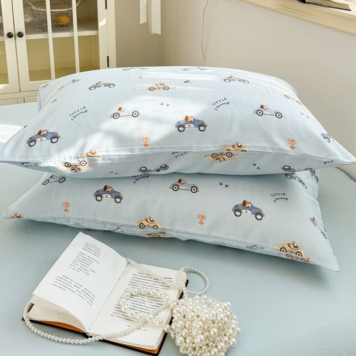 91家纺网 家纺一手货源 找家纺 卓越家纺 2026新款全棉纯棉A类双层纱四件套 汽车狗