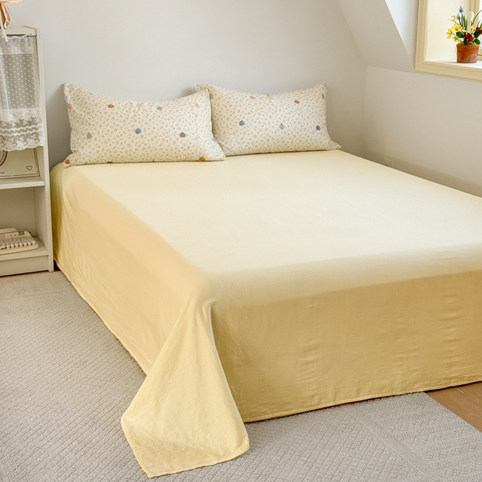 91家纺网 家纺一手货源 找家纺 卓越家纺 2026新款全棉纯棉A类双层纱四件套 旺旺南瓜