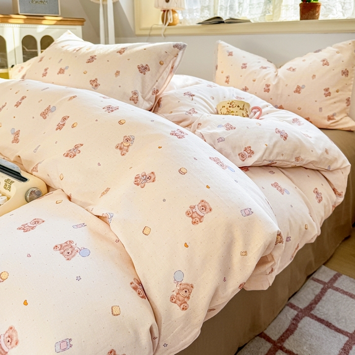 卓越家纺 2026新款全棉纯棉A类双层纱四件套 乖乖熊
