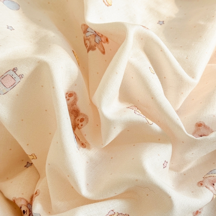 91家纺网 家纺一手货源 找家纺 卓越家纺 2026新款全棉纯棉A类双层纱四件套 乖乖熊