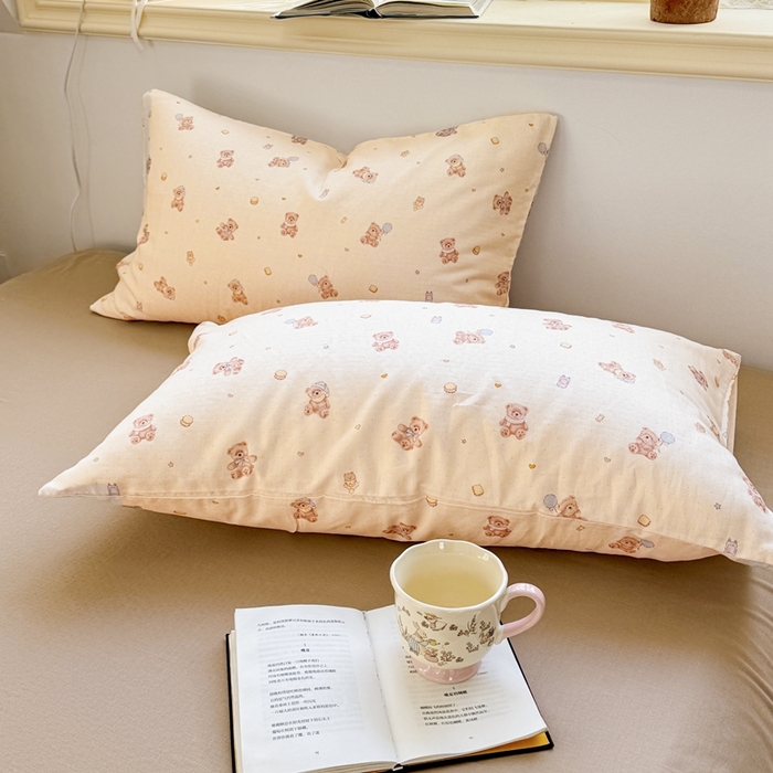 91家纺网 家纺一手货源 找家纺 卓越家纺 2026新款全棉纯棉A类双层纱四件套 乖乖熊